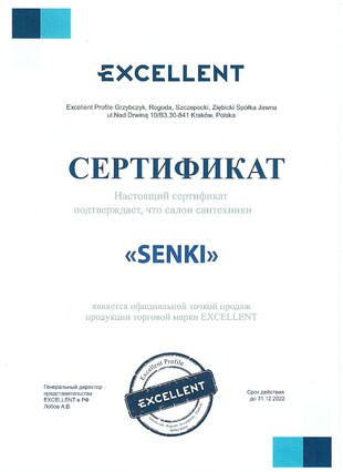 Сертификат Excellent