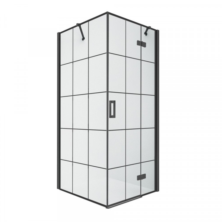 Душевое ограждение NEW TRENDY NEW RENOMA BLACK R 80x80x195 D-0379A/D-0164B (черный)