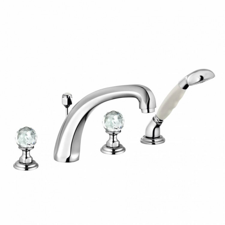 Смеситель KLUDI ADLON 5152405G5 для ванны на бортик хрустальные рукоятки «Made with Swarovski® Elements»