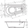 DELTA 150x80, L Ванна акриловая асимметричная RIHO Чехия