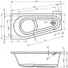 DELTA 160x80, L Ванна акриловая асимметричная RIHO Чехия