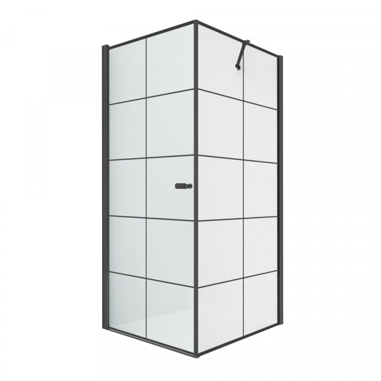 Душевое ограждение NEW TRENDY NEW SOLEO BLACK L 90x90x195 D-0285A/D-0120B (черный)
