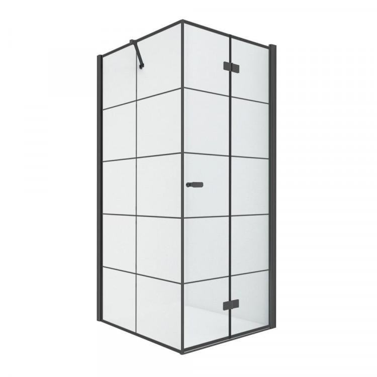 Душевое ограждение NEW TRENDY NEW SOLEO BLACK R 90x90x195 D-0290A/D-0121B (черный)