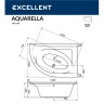 Ванна EXCELLENT Aquarella 150x100 (правая) "LINE" (золото)