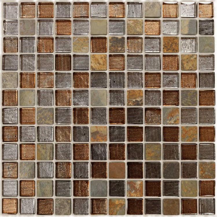 Мозаика из натурального камня и стекла Alcantara ruggine 23x23