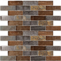 Мозаика из натурального камня и стекла Alcantara ruggine 23x73