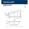 Ванна EXCELLENT Sfera Slim 170x100 (левая) "ULTRA" (золото)
