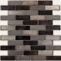 Мозаика из натурального камня и стекла Alcantara nero 23x73